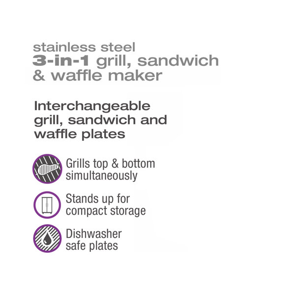 Salton 3in1 Grill Sandwich and Waffle Maker & Reviews Wayfair